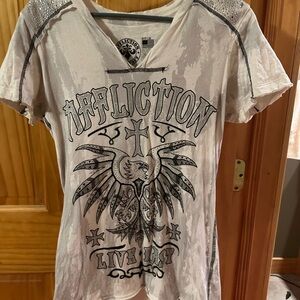Affliction Women's Gray Graphic Top